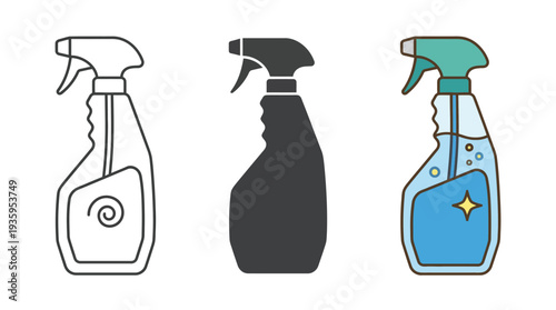 Cleaning Spray Bottles Illustration Set on White Background