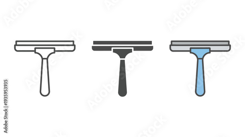 Squeegee Icons in Various Colors Isolated on White Background
