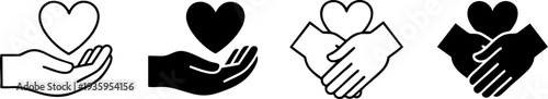 Heartfelt support hands holding hearts in different styles for various uses Vector