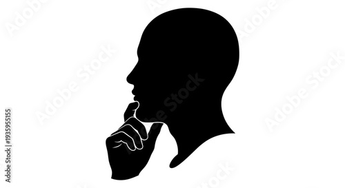 Silhouette of a thinking person head.