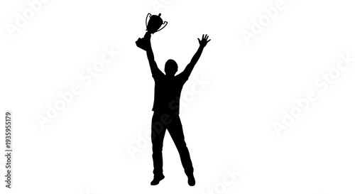 Man Holding Trophy in Air.