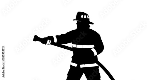 Firefighter in action with axe.