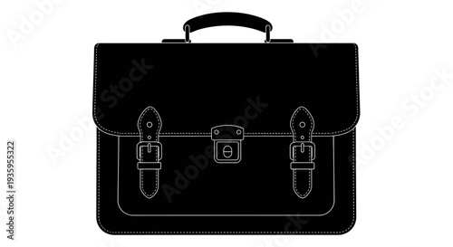 Black leather business briefcase bag.