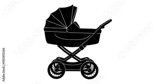 Baby Stroller Silhouette Black Color.