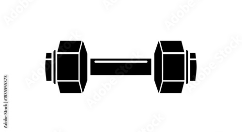 Black dumbbell weightlifting fitness equipment.