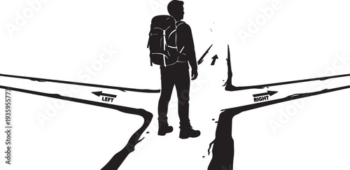 Man Crossroads Direction Decision Silhouette Vector