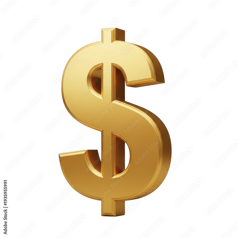 Obraz premium Golden dollar sign symbol on transparent background representing currency and finance