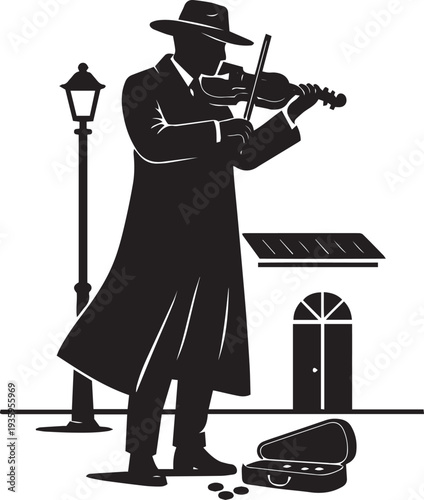 Violinist Street Musician Silhouette