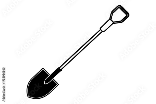 Shovel vector illustration, Shovel icon vector, Garden shovel silhouette vector.