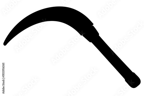 Grass sickle silhouette vector, Grass sickle black symbol
