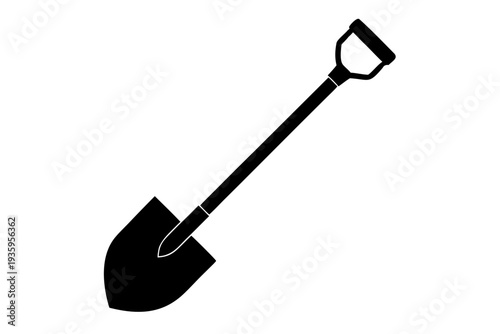 Shovel vector illustration, Shovel icon vector, Garden shovel silhouette vector.