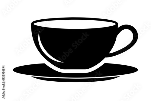 Tea cup icon, Hot drink icon, Tea cup silhouette vector