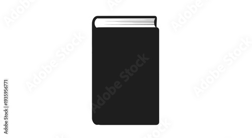 Black closed book with white pages.
