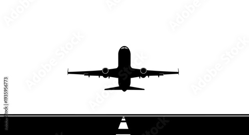 Airplane Taking Off in the Night.