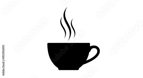 Steaming hot coffee cup icon.
