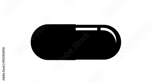 Black capsule pill isolated on white.