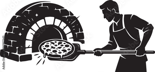 Pizza Baker Stone Oven Silhouette