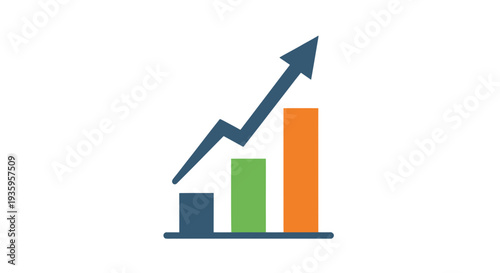 Growing Business Graph with Arrow Upward Trend.