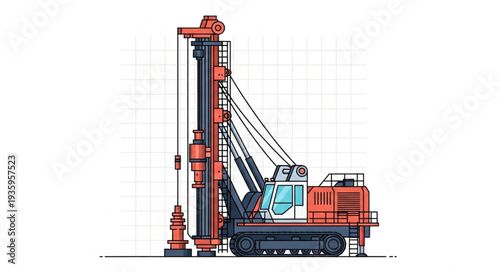Heavy duty industrial drilling rig machine for construction and mining operations.