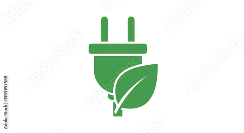 Green Electric Plug with Leaf Emblem.