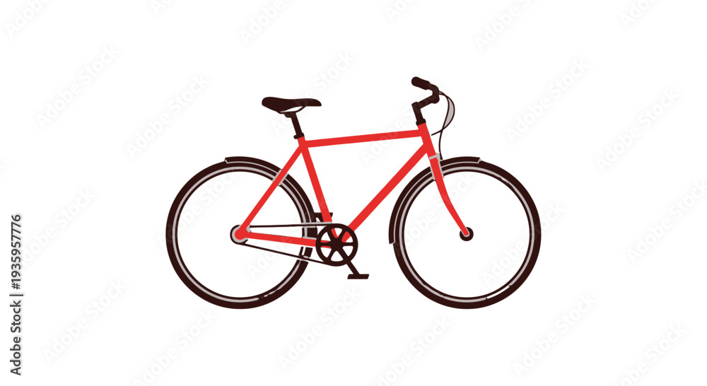 Fototapeta premium Red Bicycle Illustration on White Background.
