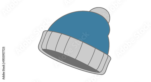 Blue and White Winter Beanie Hat.