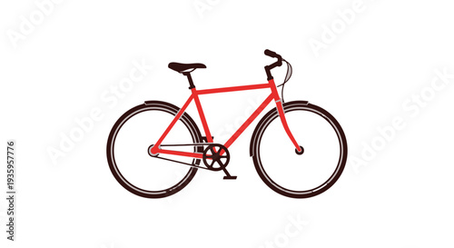 Red Bicycle Illustration on White Background.