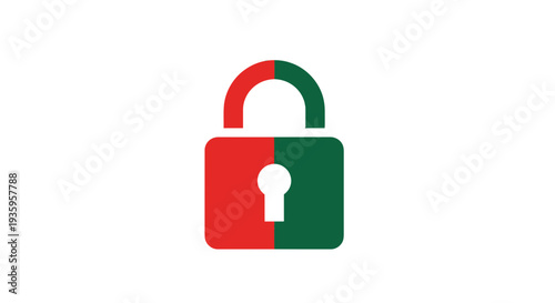 Red and Green Open Lock Icon.