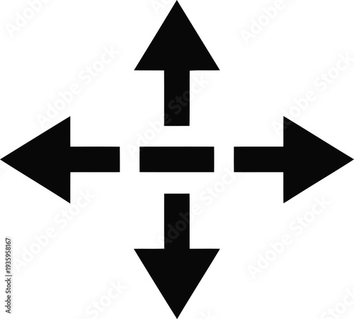 Fotografie Diagram showing directional arrows pointing north, south, east, and west