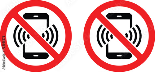 Prohibition symbols for mobile phones and wireless signals usage Vector