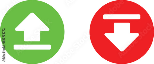 Contrasting directional arrows within circular indicators showing up and down actions Vector