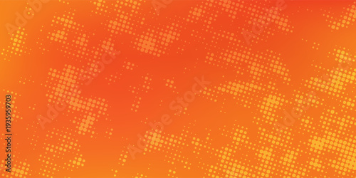 Bright orange dotted halftone pattern with dynamic gradient effect, ideal for posters and digital layouts.