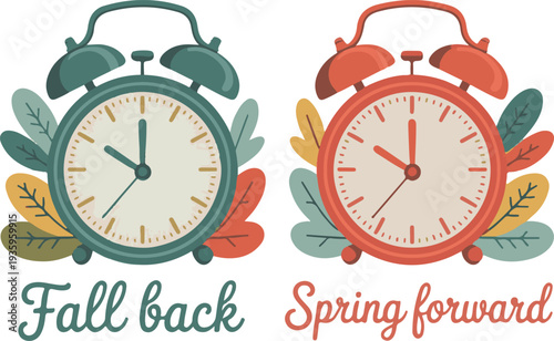 Daylight Saving Time Spring Forward Vector Illustration.
