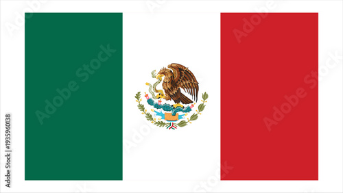 Mexico National Flag with Eagle Emblem.