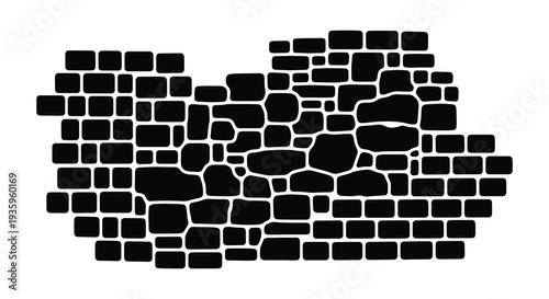 Abstract black design resembling stacked stones or blocks creating a unique visual form a bold silhouette high quality professional detailed