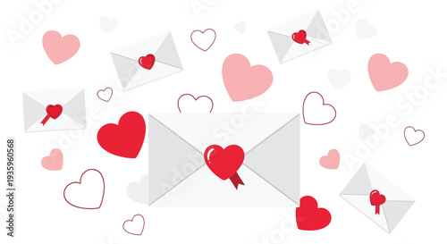 Floating love letters and hearts create a romantic scene perfect for valentine s day illustrations silhouette high quality professional detailed modern elegant