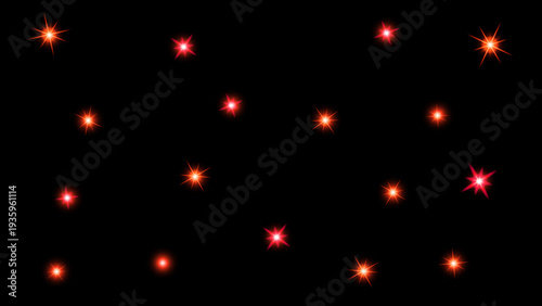 Collection Of Red Glowing Twinkle Stars And Shimmering Light Points Arranged Like A Deep Space Nebula For Creative Overlays On Transparent Background PNG