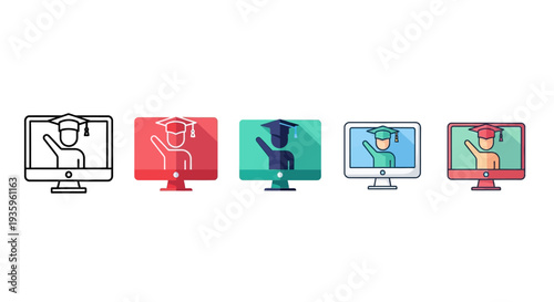 Set of premium quality award ribbon vector icons with elegant crown symbols, perfect for celebrating success, achievement, and recognition in various digital and print designs