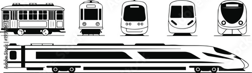 Commuter train set and transit elements