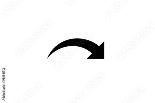 A solitary black arrow curves downwards, suggesting a decrease, a decline, or a pivot downwards in a trend or direction.