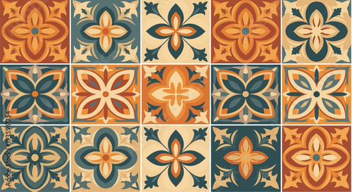 Retro Floral Tiles Pattern