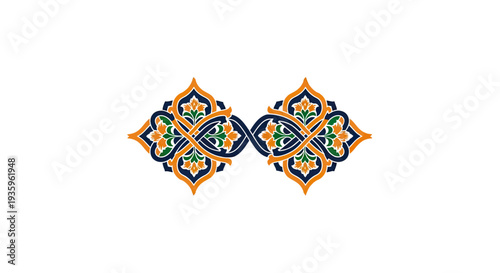 Intricate Islamic Geometric Pattern Ornament, Arabic Floral Design