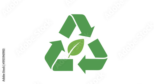 Green Recycling Symbol with Leaf Icon.