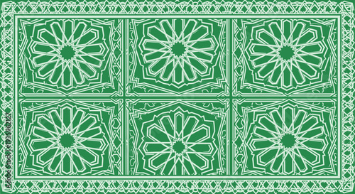 Green Islamic Geometric Pattern Tile
