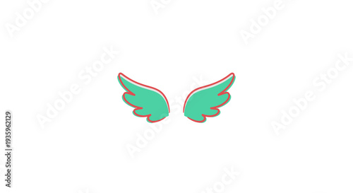 Pair of Green Angel Wings Icon.