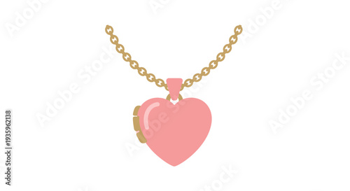Pink Heart Shaped Pendant on Chain.