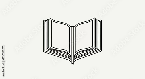 Open Book Vector Icon on Light Grey Background
