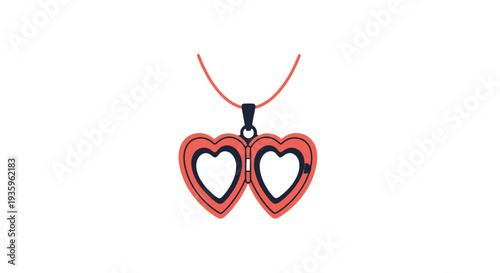 Red Heart-Shaped Pendant on Necklace.