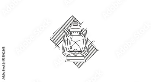 Vintage kerosene lantern drawing, retro oil lamp sketch, antique lighting illustration