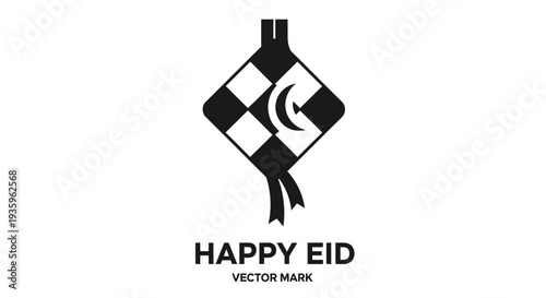 Happy Eid Ketupat Icon Vector - Islamic Holiday Celebration Symbol
